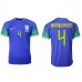 Tanie Strój piłkarski Brazylia Marquinhos #4 Koszulka Wyjazdowej MŚ 2022 Krótkie Rękawy